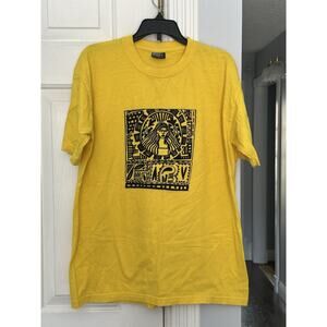 Vintage Gemrock Y2K/90’s Yellow Black Tribal Starbucks-Like Siren Sz L Unsigned